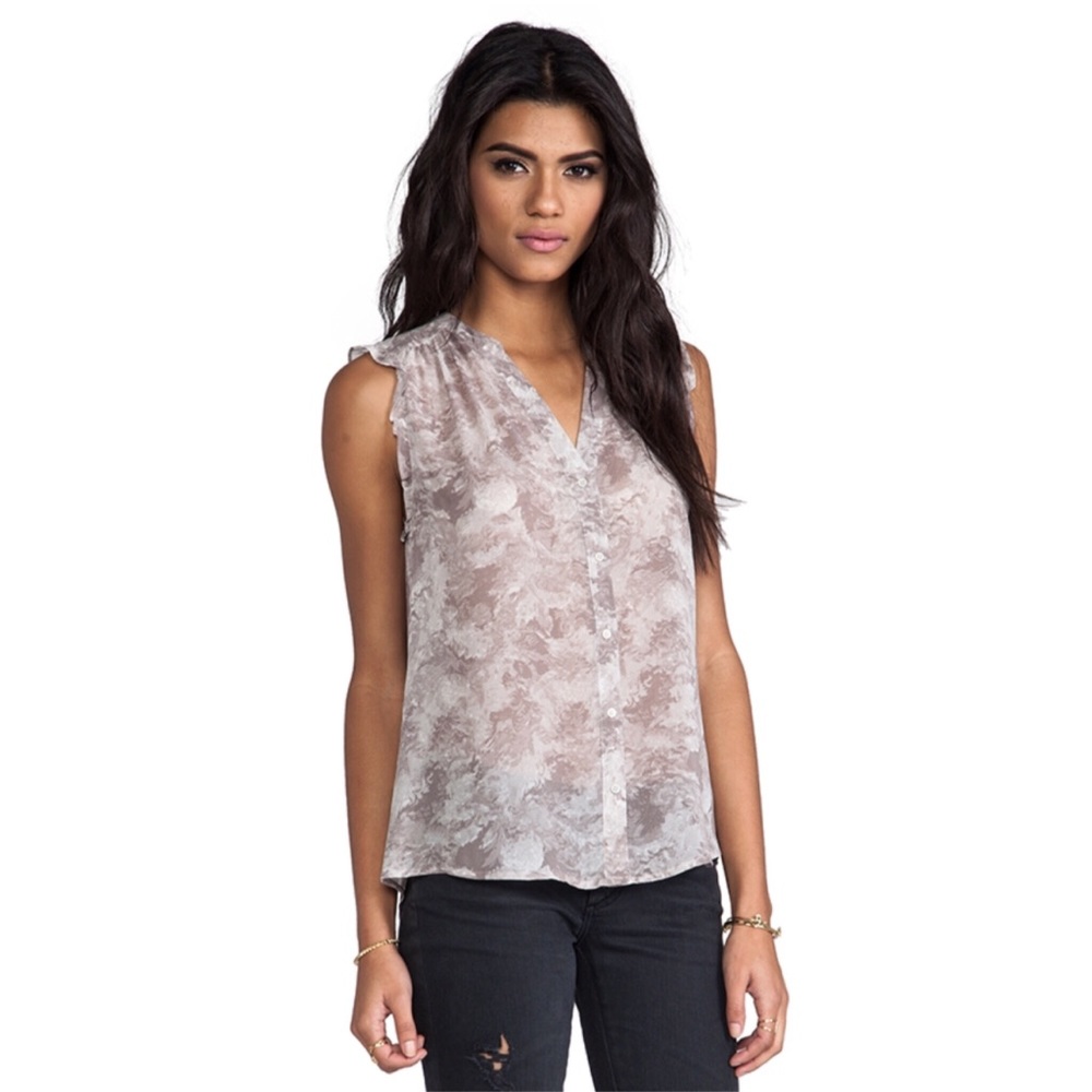 joie fayanna brushy floral print silk blouse